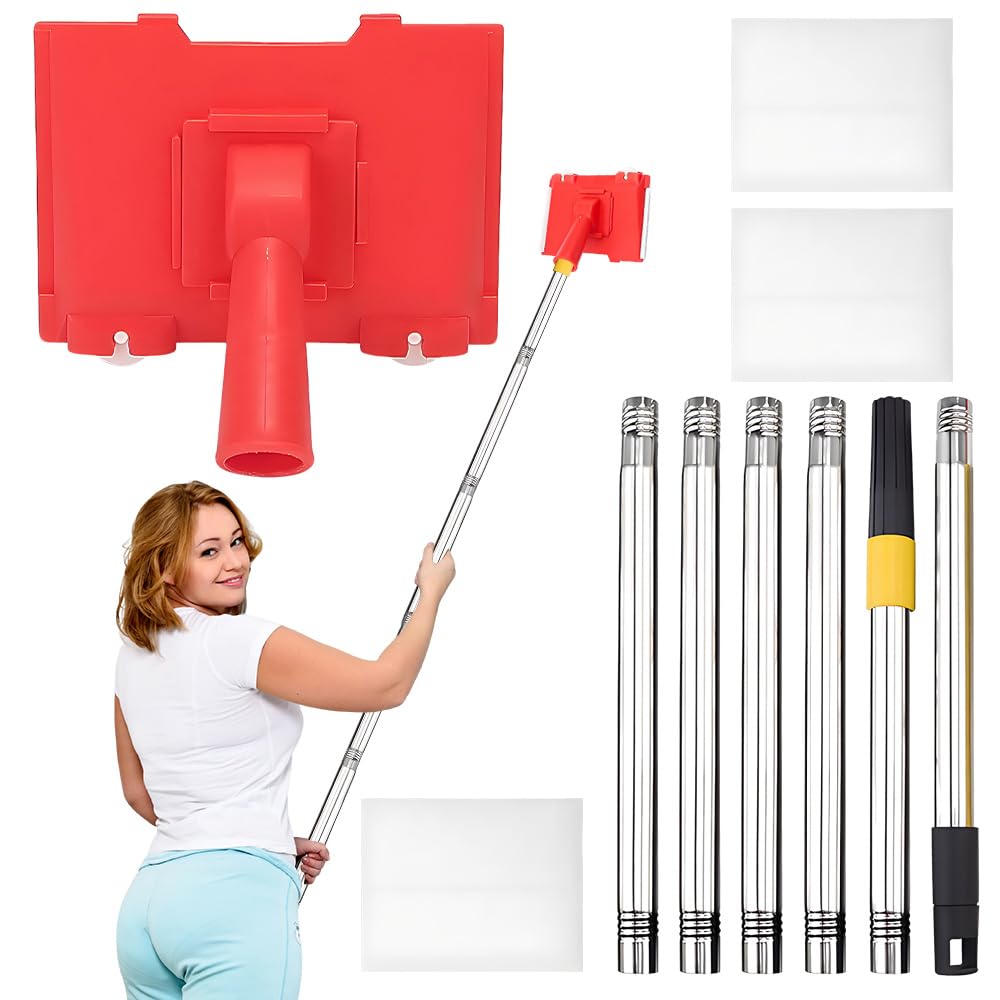 BIZOI Paint Edge Trimmer with 3 Replacement Pads, Adjustable Paint Edger Tool Kit with Extension Pole, Edge Painting Flat Edging Tools with Brush for Achieve Flawless Edges Walls, Ceilings, Corners
