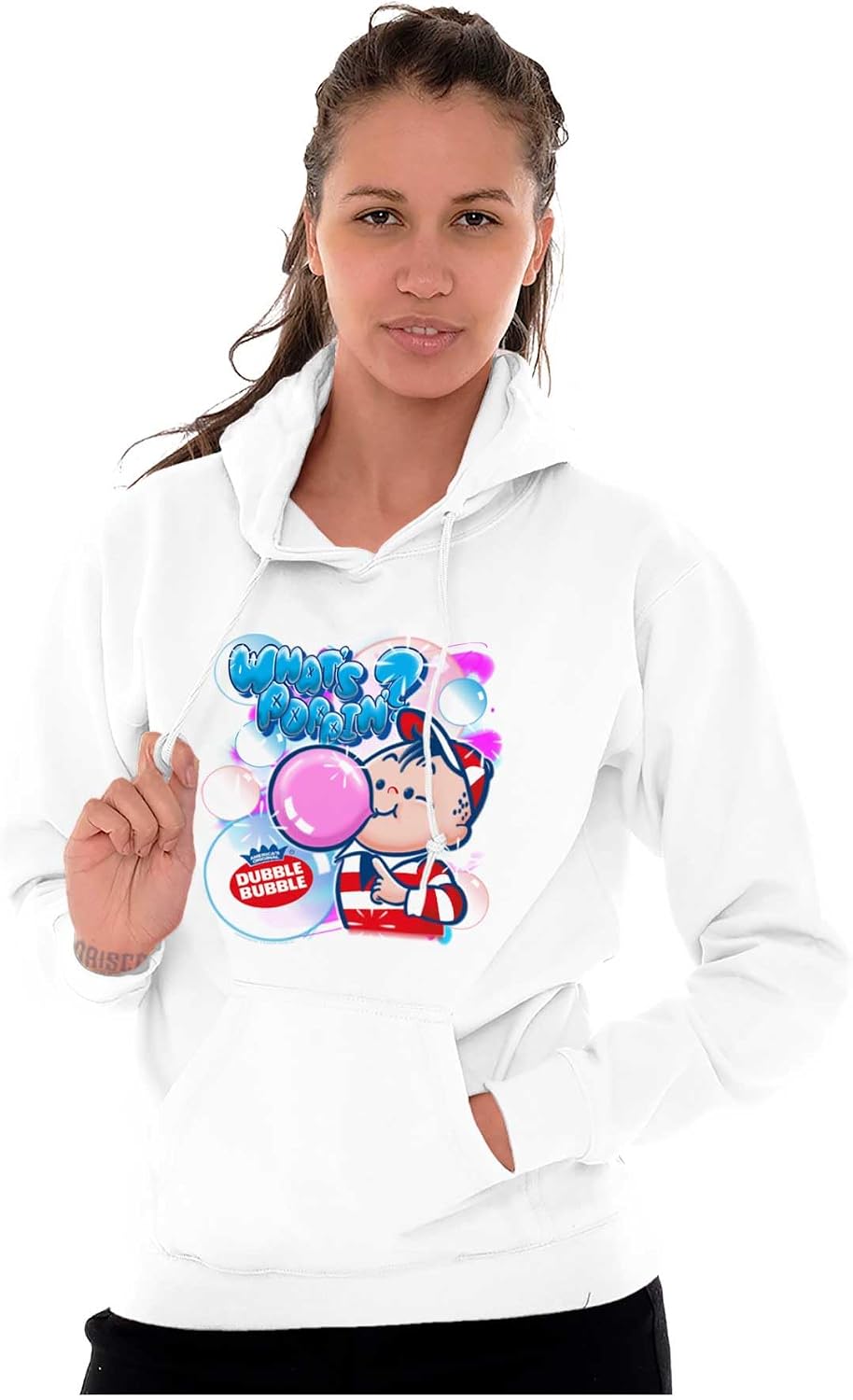 Brisco Brands Airbrushed Dubble Bubble Whats Poppin Hoodie Sweatshirt Women Men