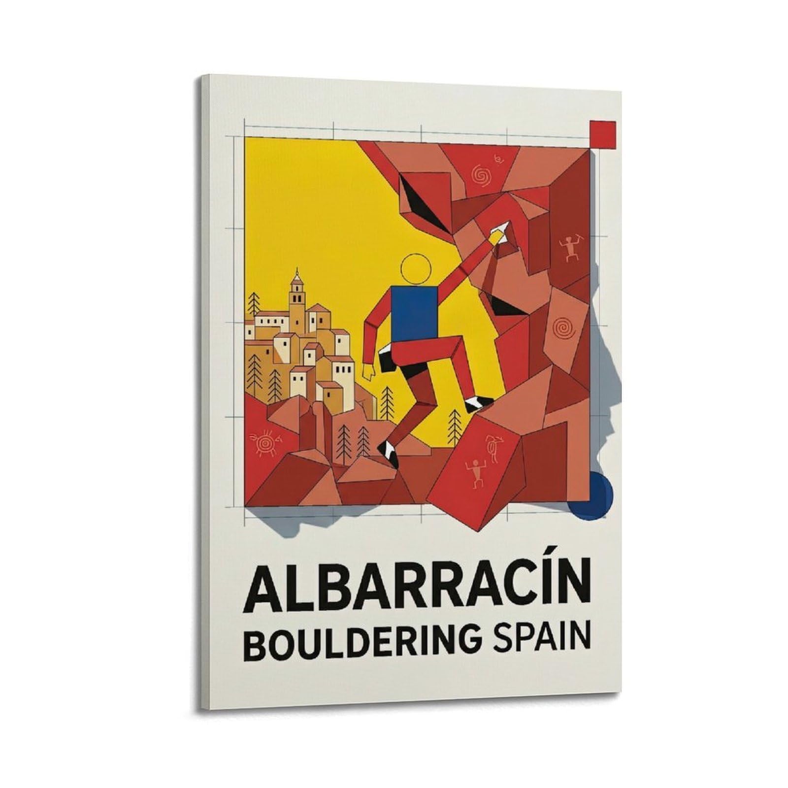 Okngb Frame-Style Vintage Albarracin Spain Bouldering Travel Poster Decorative Painting Canvas Art Picture 24X36inch(60X90cm)
