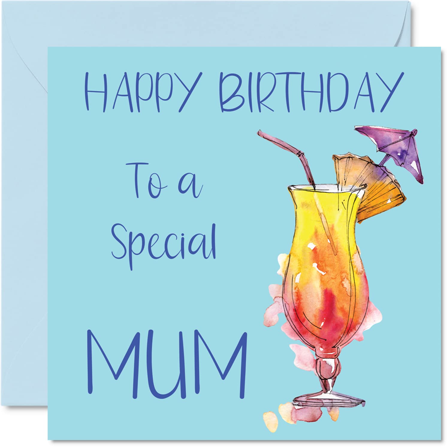 Cocktail Birthday Cards for Women - Special Mum - Happy Birthday Card from Son Daughter 145mm Greeting Cards, Drinking Bday Cards
