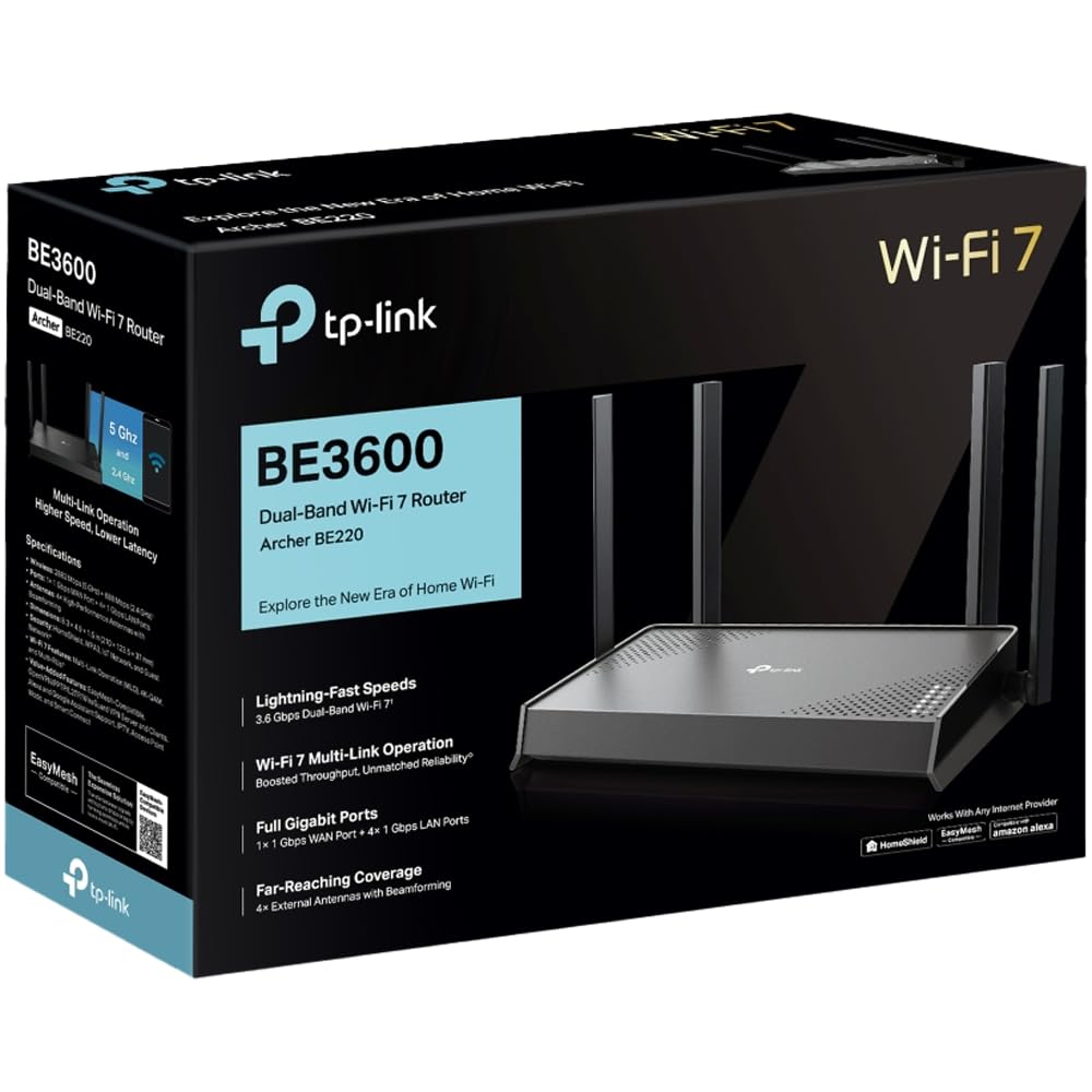 TP-Link Roteador Wi-Fi 7 de banda dupla BE3600, sem fio e com fio