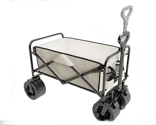 Carrito de jardín plegable con freno, carrito de campamento al aire libre, carrito de jardín, giratorio de 360 grados y mango ajustable, capacidad
