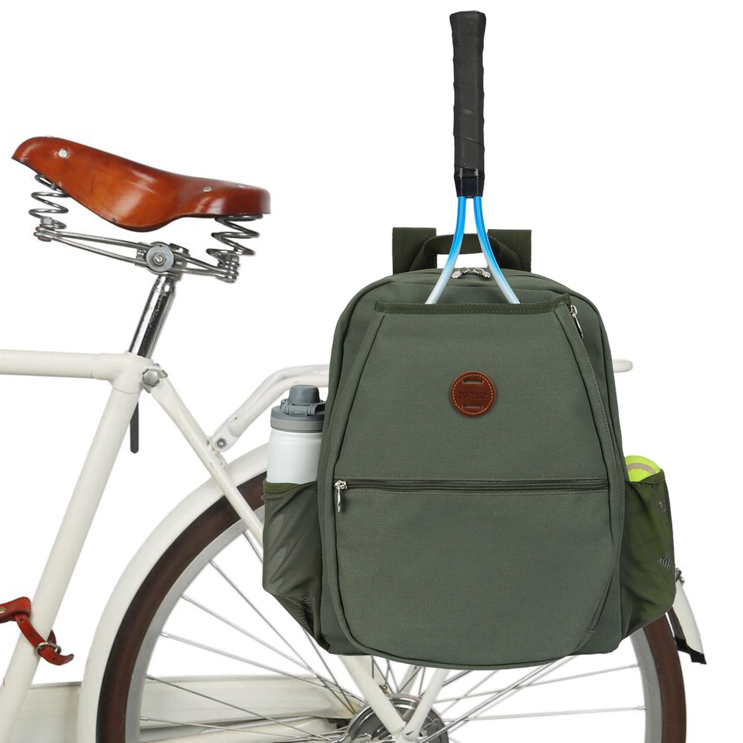 Canvas Tennis Backpack for Bicycle Rear Pannier Pickleball Badminton Bag