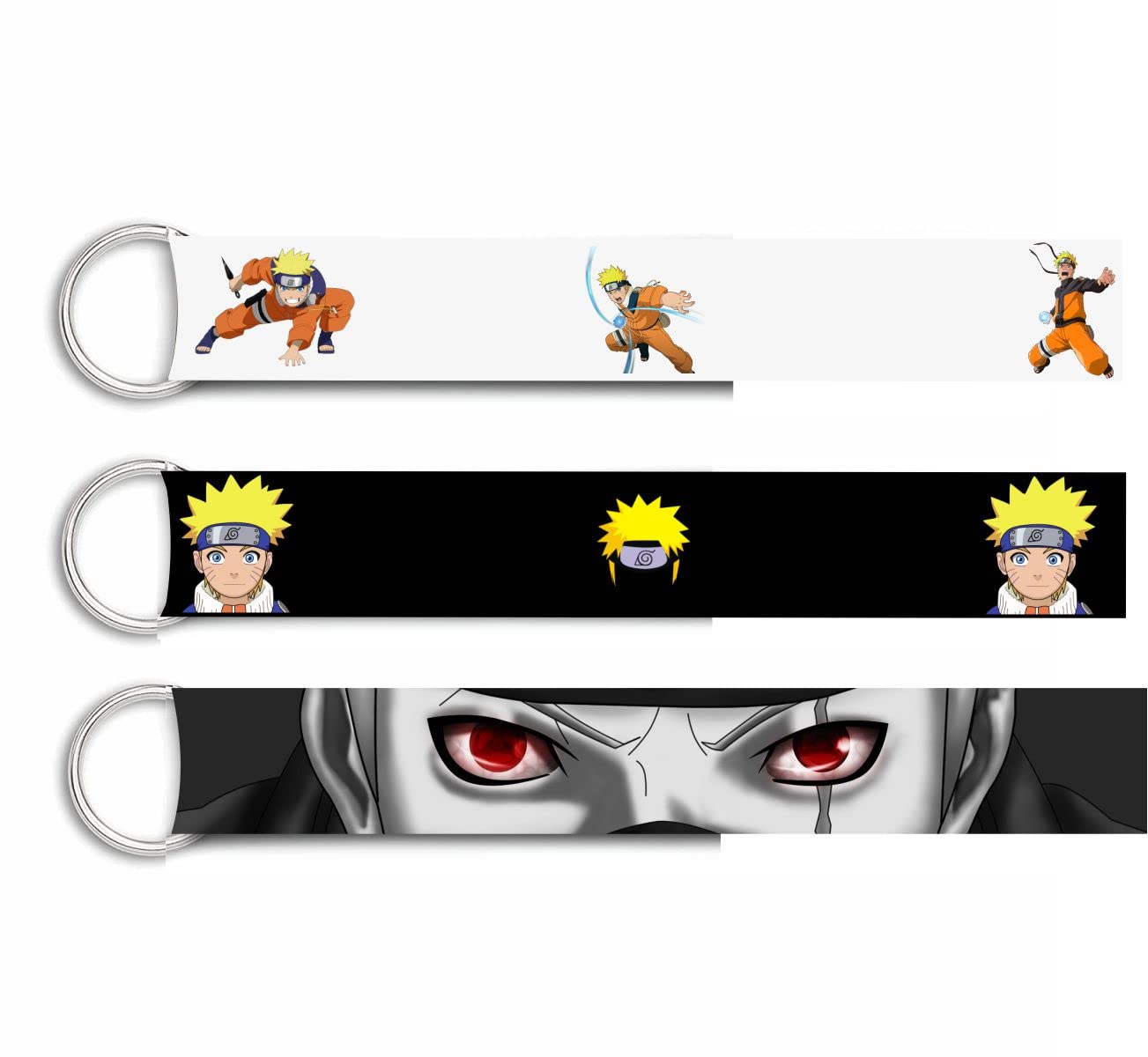 SIGNOOGLE3 Pcs Naruto Lanyard keychain Holder Compatible For All Bikes Car Key Holder Key Tag Multicolored (6 x 1 Inches) | fabric