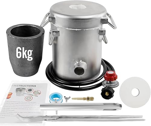 Kit de horno de fusión de propano pentagonal de 15.4 lbs15 libras con dos pinzas y crisol, totalmente nuevo horno de fundición de oro, plata, cobre,