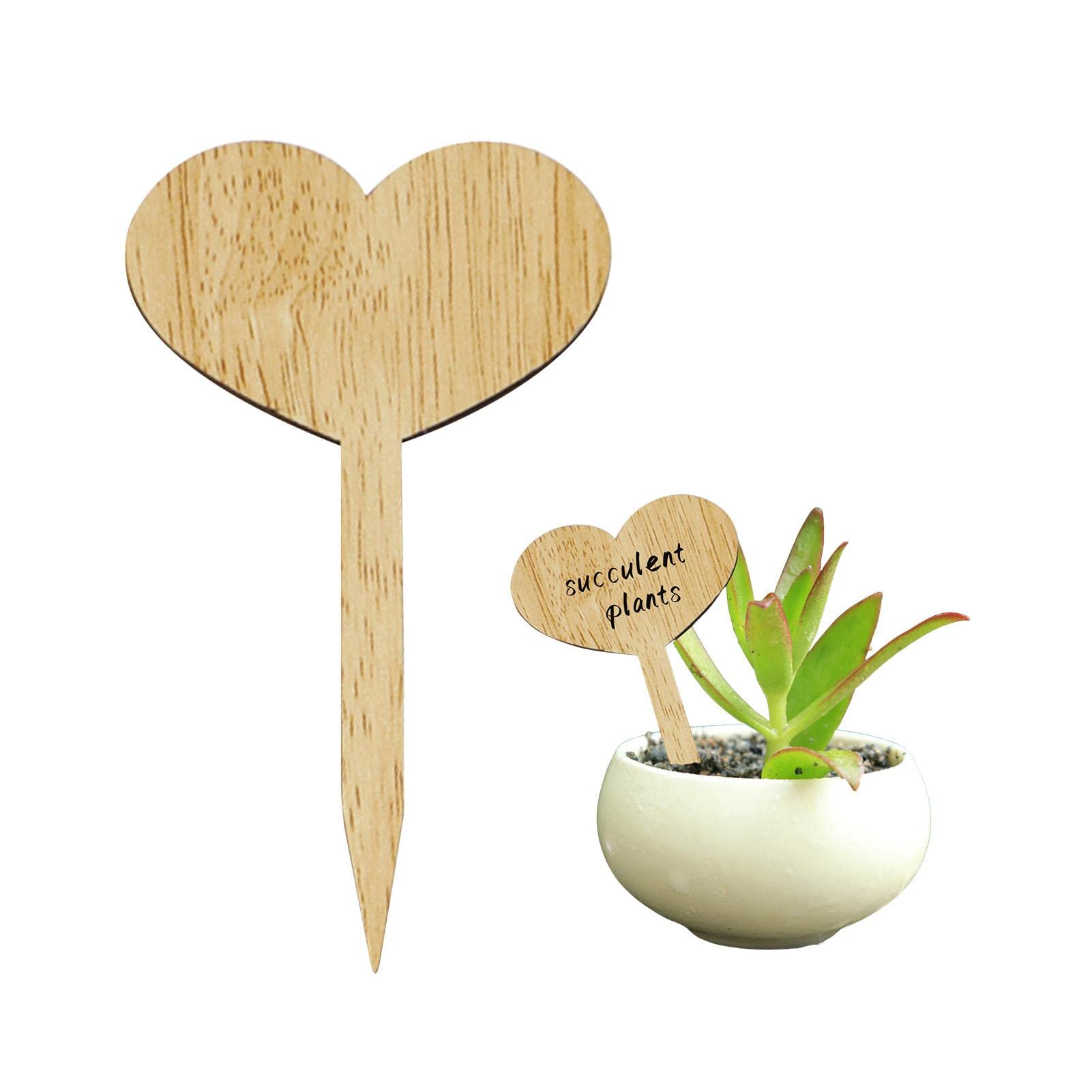Niktule 30 Wooden Plant Labels, Anti Rust Garden Markers for Herb Vegetable Fruits, Heart/Butterfly Shaped Plants Tags for Nursery Seed Potted, Personalized Garden Greenhouse Supplies