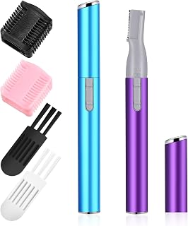 Chumia 2-Pack Electric Eyebrow Trimmer for Women - Precision Face Razor Mini Shaver with Comb for Eyebrows, Lips, Face, Neck (Sky Blue & Purple)