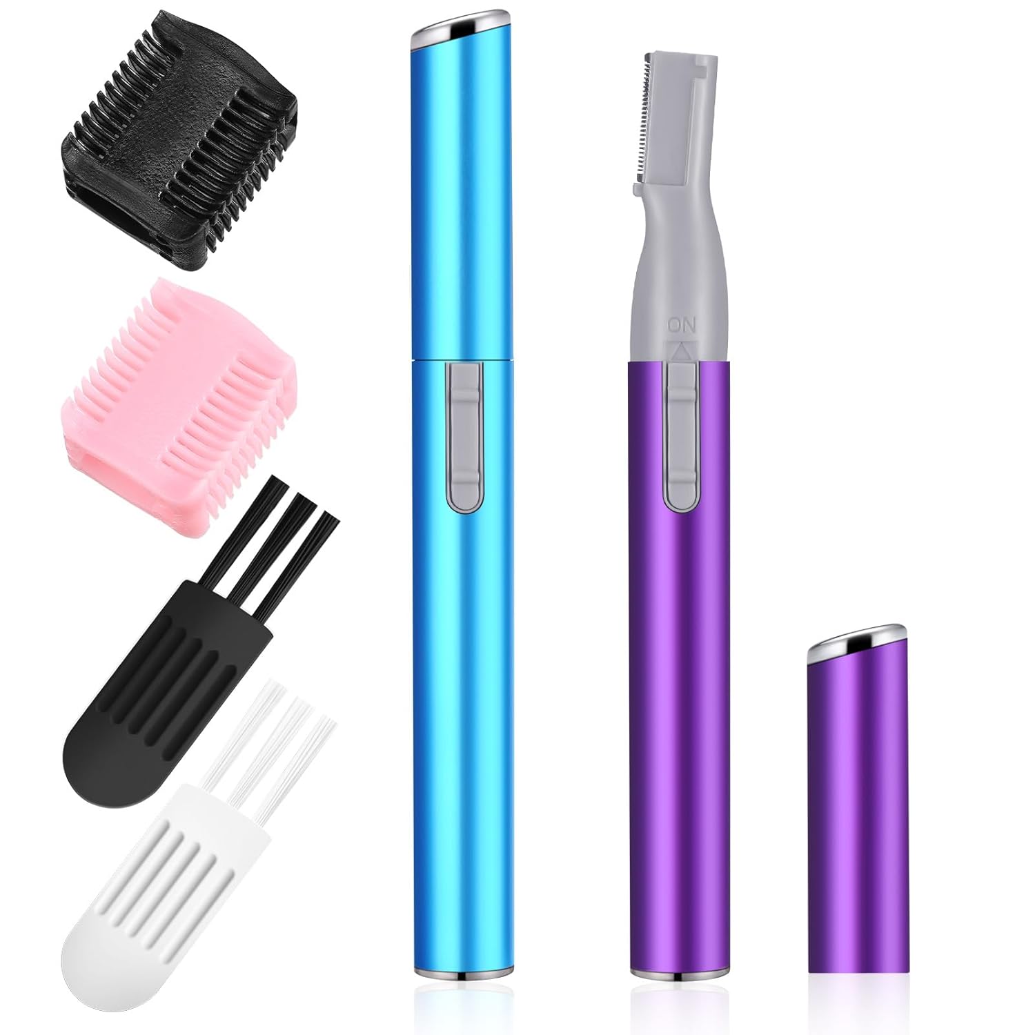 Chumia 2-Pack Electric Eyebrow Trimmer for Women - Precision Face Razor Mini Shaver with Comb for Eyebrows, Lips, Face, Neck (Sky Blue & Purple)