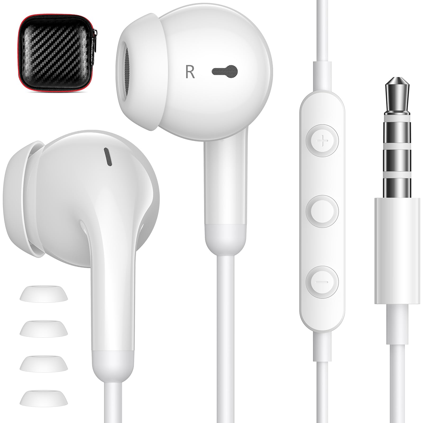 Wired Earbuds Light in-Ear Headphones for MacBook Pro Air/Laptop, Corded Earphones with 3.5mm Jack Microphone Volume Control Plug-in Ear Buds for