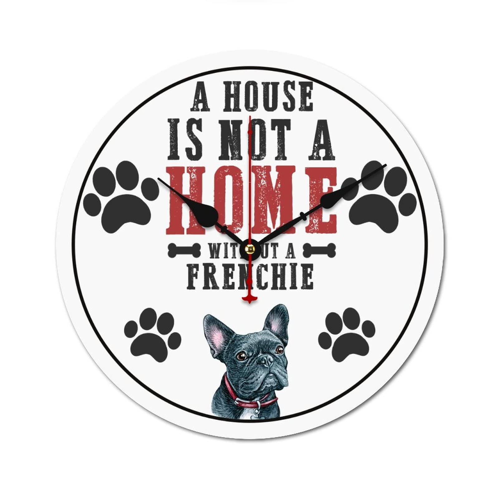 Horloge murale cadeau crémaillère 38cm pour cuisine et bureau thème Bouledogue