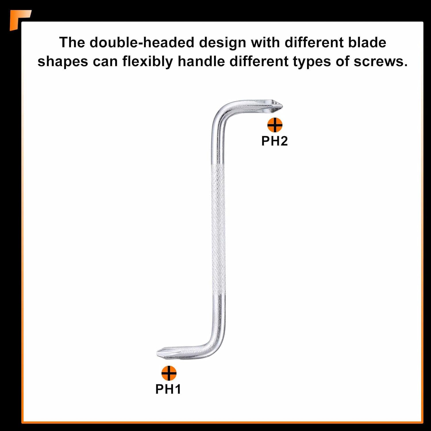HARFINGTON Offset Screwdriver PH2/PH1 Phillips Cross Head Right Angle 90 Degree Screw Driver Double Ended Z-type Hand Tool for Home Appliance Repair
