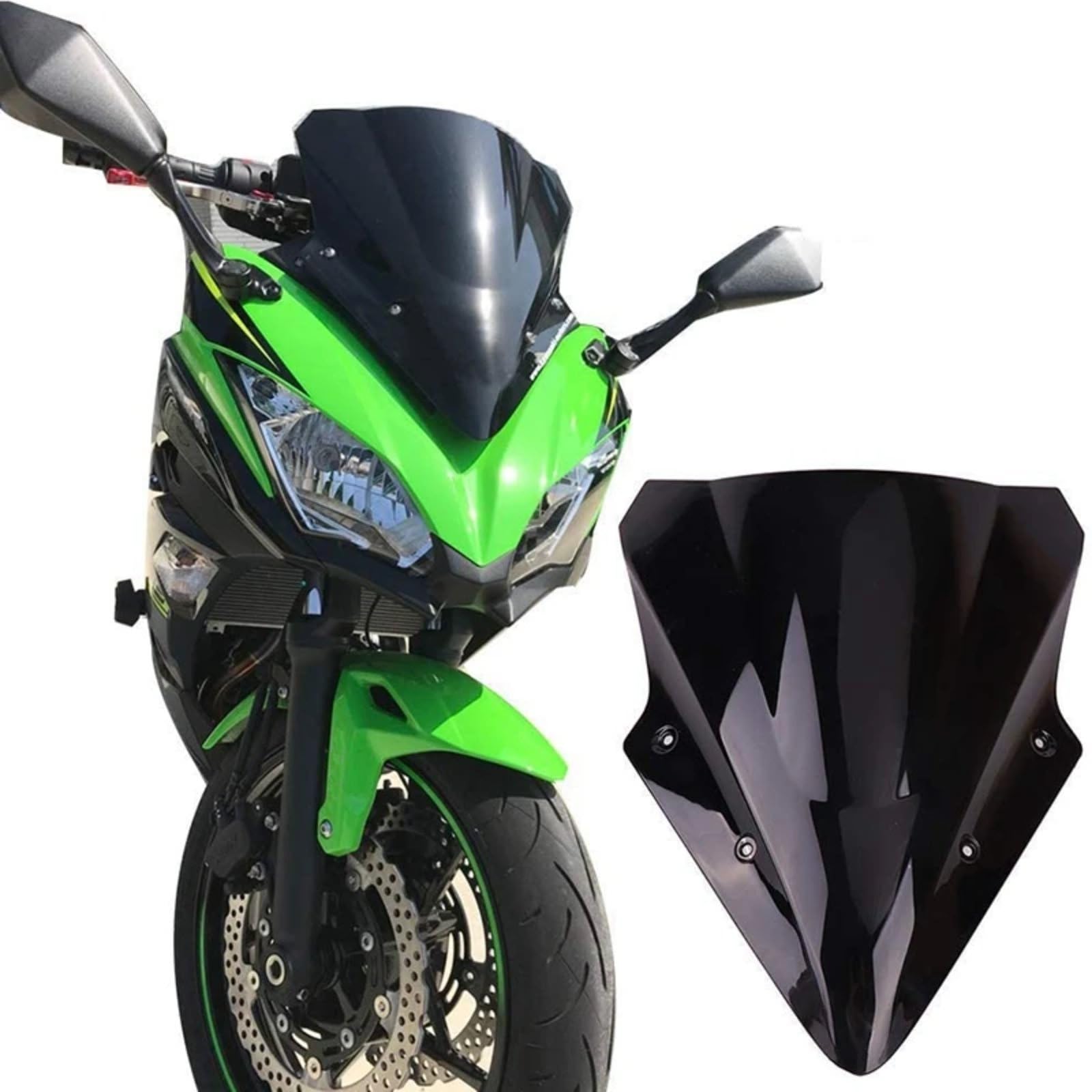 Motocicletta Cupolino per 650 per ER6F per EX650 2017-2019 Moto Parabrezza Parabrezza Doppia Bolla Parabrezza Deflettore Moto per Vento Deflettore