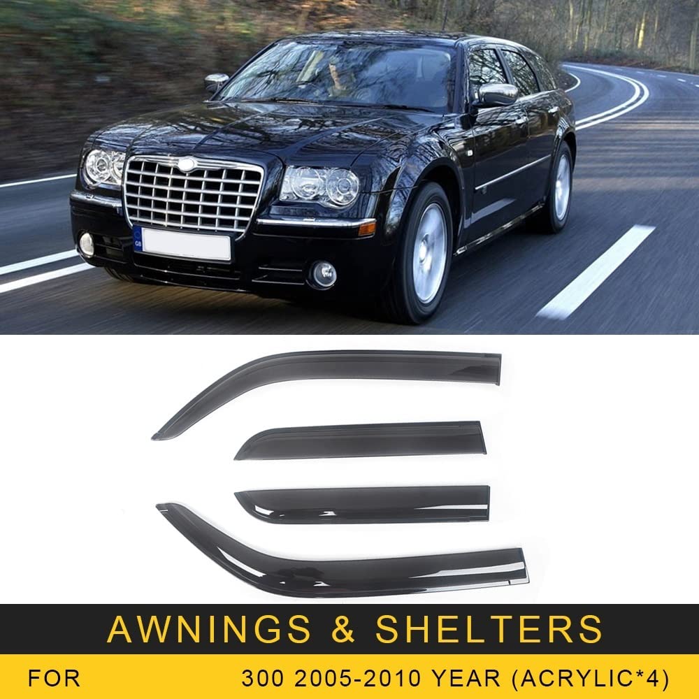 Dark Smoke Window Visors / Rain Guards – Fits Chrysler 300 Series 2005-2010 4D
