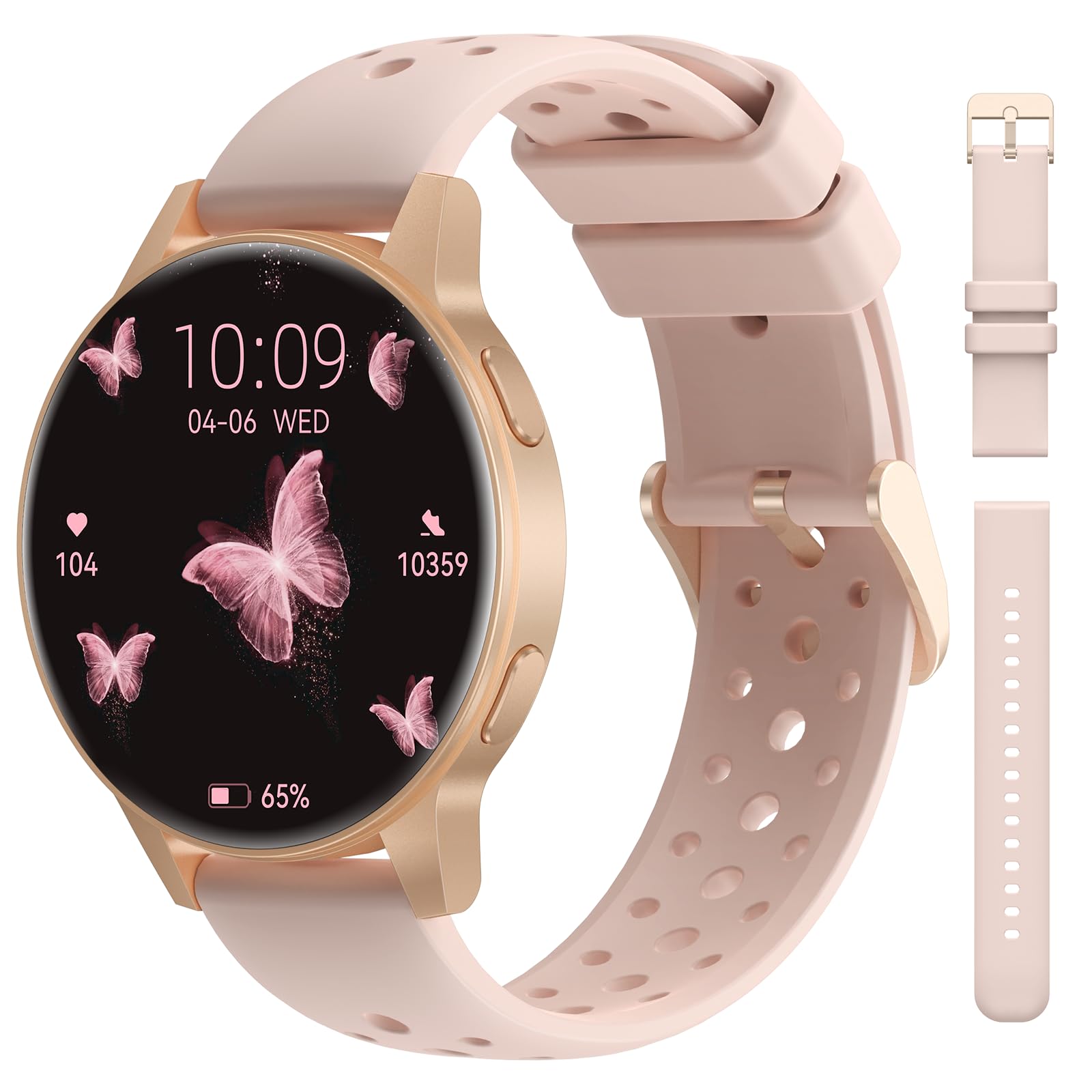 RifePhi Reloj Inteligente Mujer con Llamadas, 1.27" TFT Smartwatch con Bluetooth, Ciclo Femenino/24H Pulsometro/Monitor de Sueño/120 Modos Deportivos Calorías, IP68 para iOS Android (Rosa)