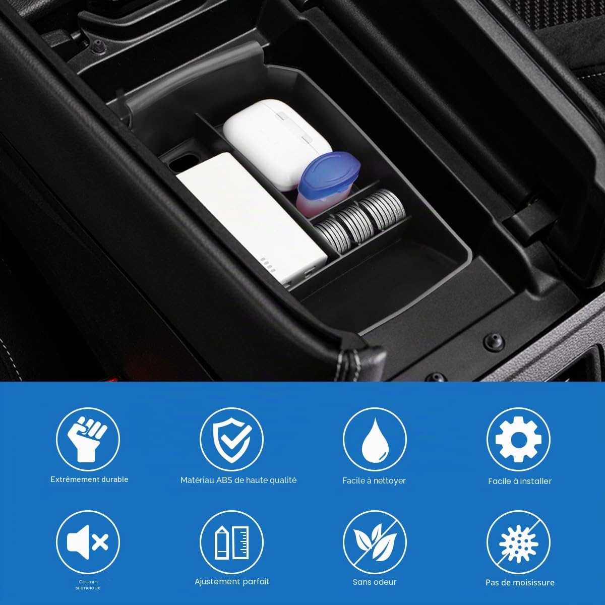 Boîte de rangement pour console centrale compatible avec 2023 2024 2025 2026 AUSTRAL Accessoires Accoudoir Plateau Boîte à gants Rangement