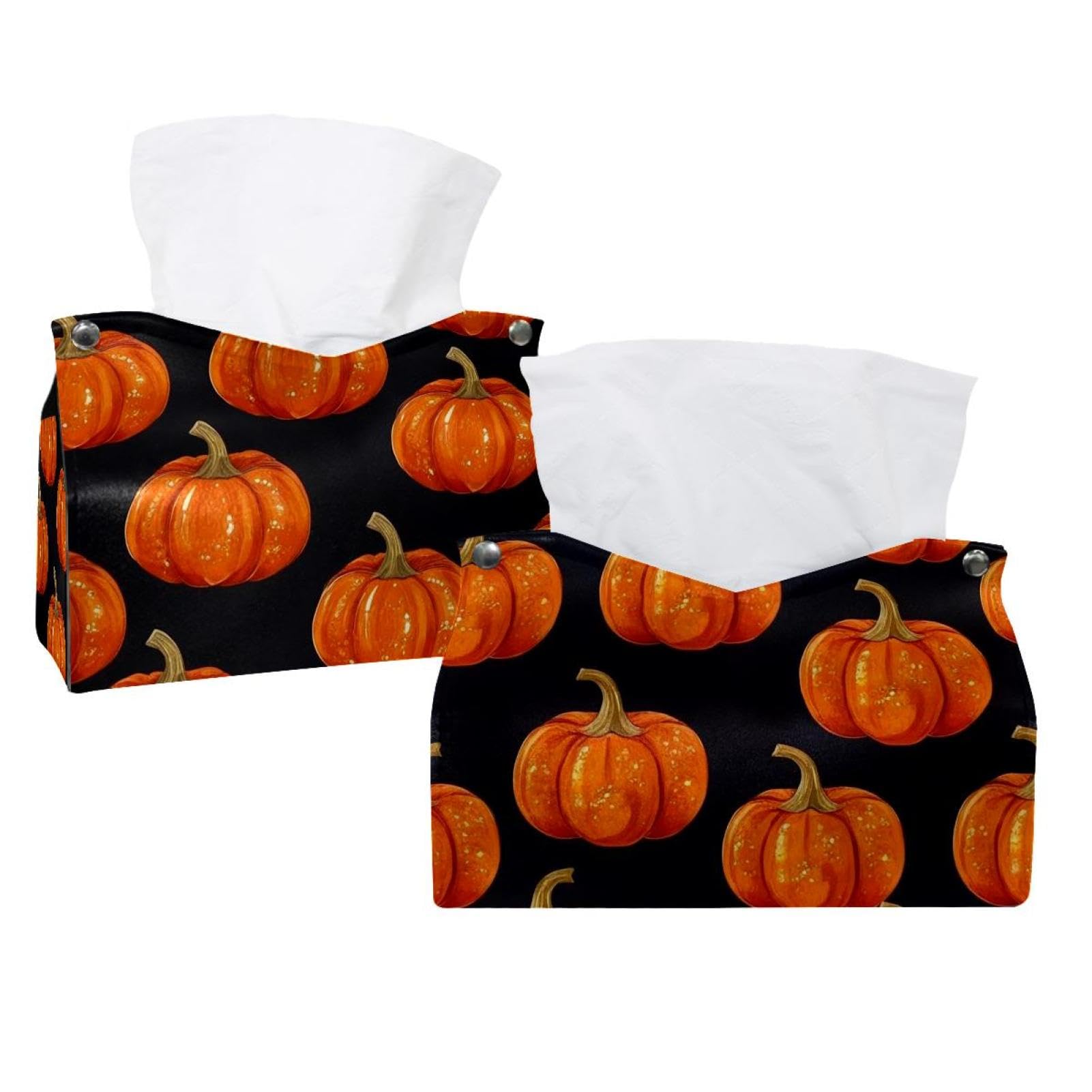 Housse de boîte à mouchoirs Halloween motif citrouille avec textile durable lavable lot de 2