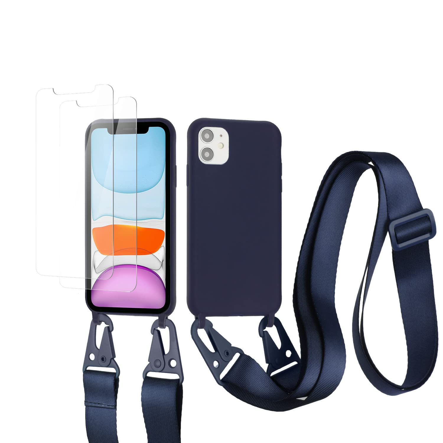 vrupin Funda Compatible con iPhone 13.con (2 x Protector Pantalla)con Cuerda Case con Ajustable Cordón.Silicona Líquida Funda-Loto Color — view 49