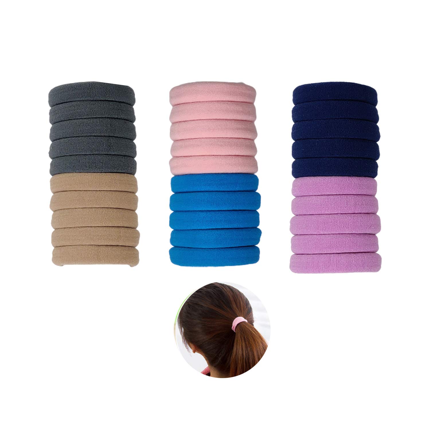 Evogirl Hair Ponytail Holder Elastic rubberband Soft Fabric Pack of 30