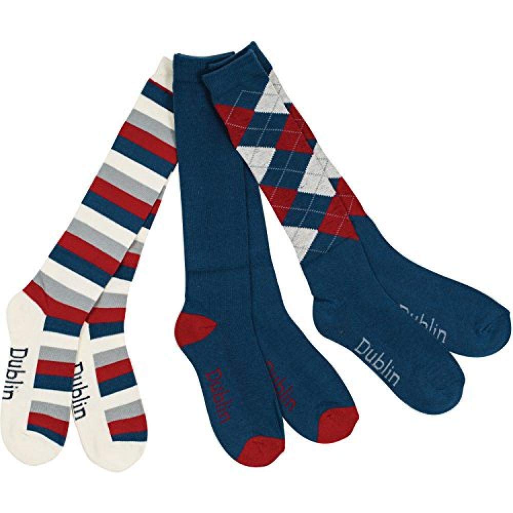 Dublin Unisex Socks (Pack Of 3) (One Size) (Navy/Red/White)