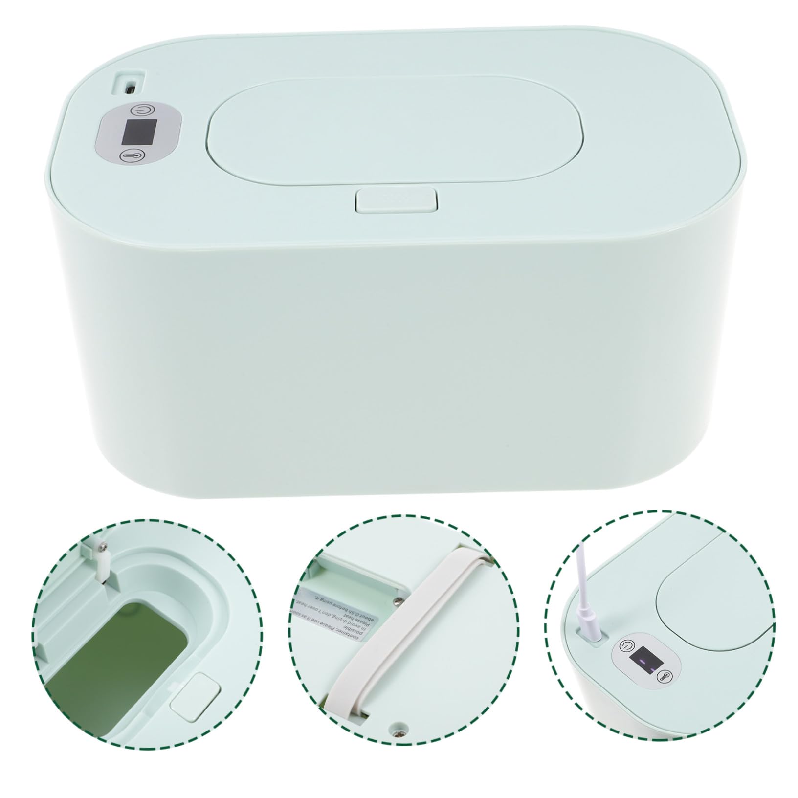 Yardenfun Calentador de Abs y Pp Portátil para Bebés de Toallitas Verde USB Dispensador Resistente Que Mantiene las Toallitas Calientes en Casa y Coche