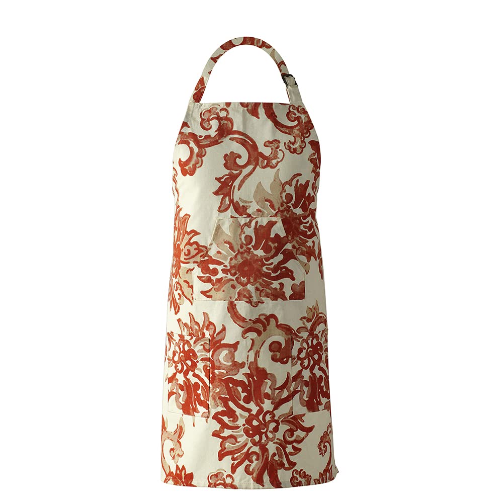 HPD Half Price Drapes Aprons for Men Women with Large Pockets Adjustable Unisex PRTW-D40A-AP Indonesian Printed Cotton, 27 X 34 Inch, Indonesian Rust