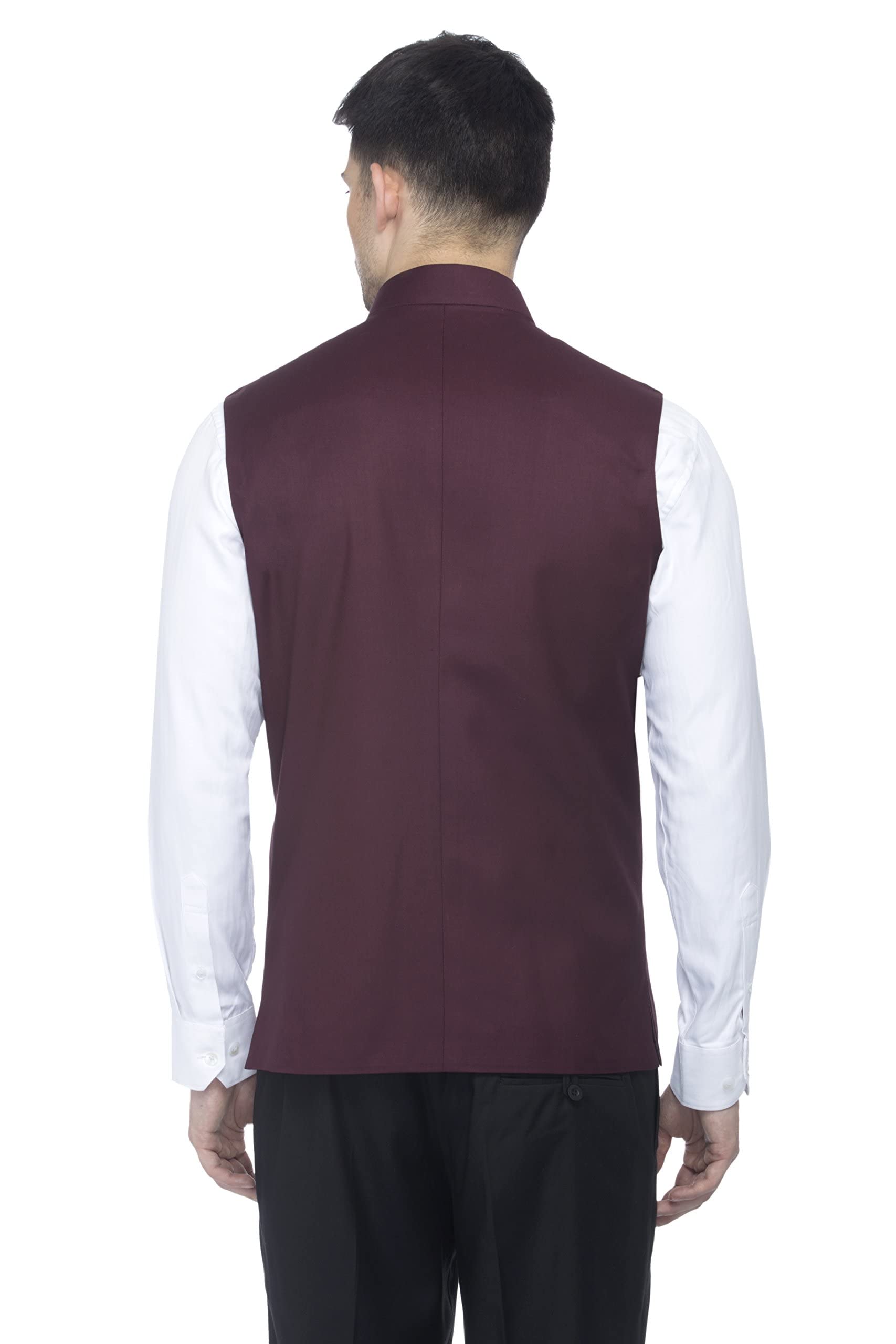 Favoroski Bandhgala Sleeveless Jackets Ethnic Men's Wear Waistcoat (Chocolate_42)