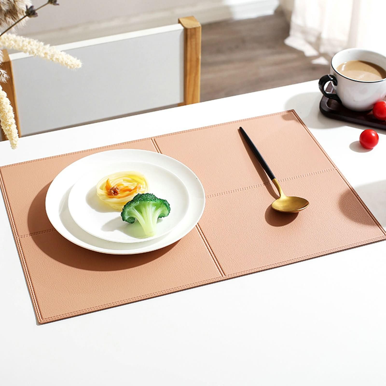 Napperon Table Salle à Manger Lavable Lot de 10, 30 x 45 CM Set de Table Rectangulaire Antidérapant Restaurant Rose, Rectangle avec Couleur Unie