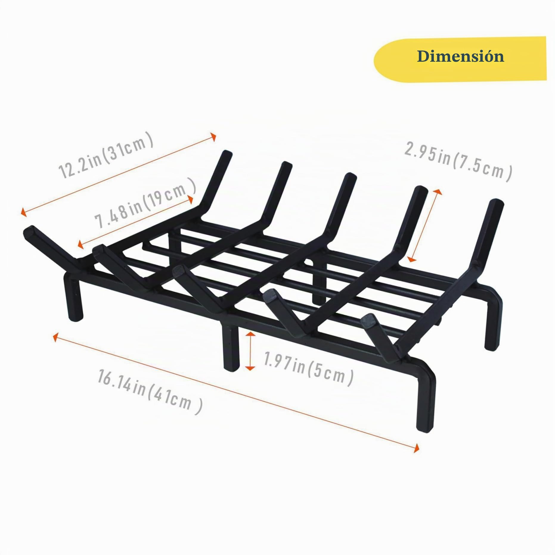 Rejilla para Chimenea de Hierro de 16.0 in, Soporte Resistente para Troncos para Chimenea Interior, hogar, Camping, Exteriores, hogar, Hoguera