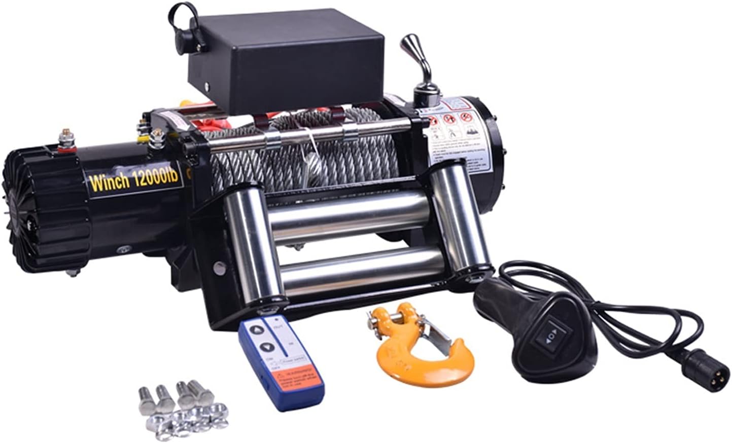 Electric Winch 3000lb Electric Winch Recovery Winch ATV Remote Control 12V/24V Electric Winches Kit Off-Road Heavy Duty Car Trailer Towing Winch (Color : 24V 3000lb) (12v 3000lb)