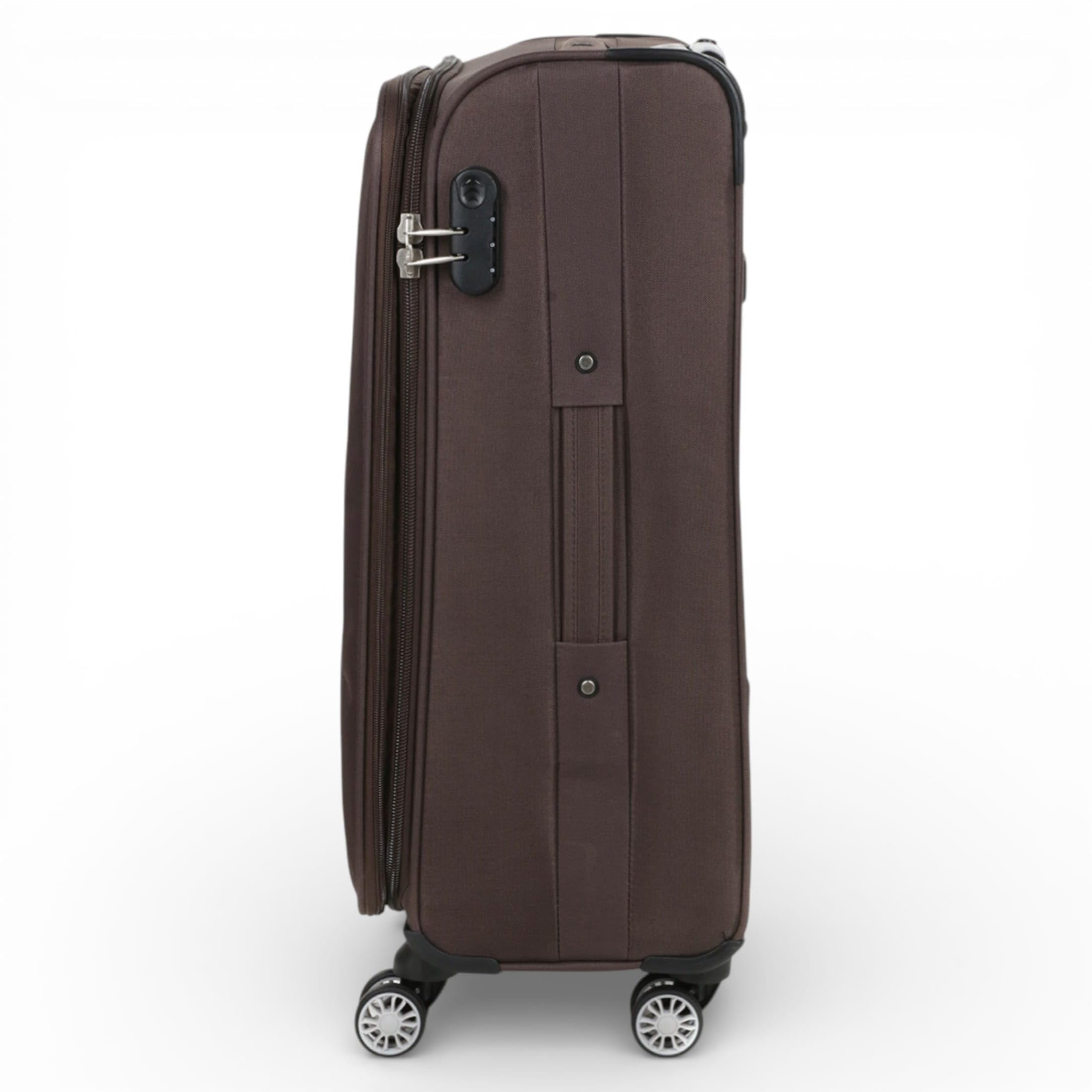 Infinity Leather Lekka miękka obudowa walizki 8-kołowy bagaż podróżny, Brązowy, M - 26", Walizka