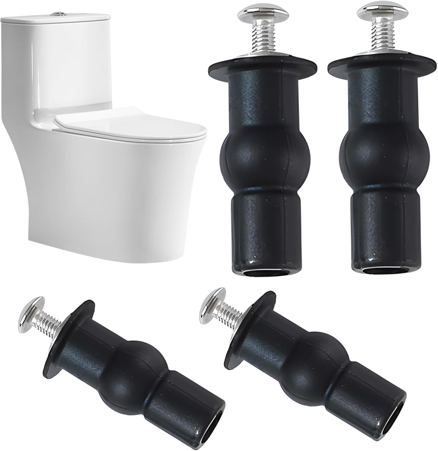 Toilet Hinge Bolts, Universal Toilet Seat Blind Hole Fixing Kit, Rubber Expansion Seat Cover Screws for Top Mounting Toilets Seats Hinges for Easy Installation(COLOR:black)
