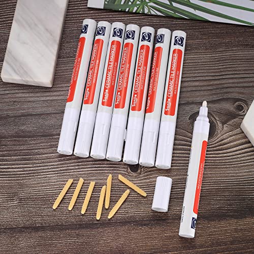 Fugenstift Weiß, 8 Stück Fugenweiß Stift für Fliesen im Badezimmer, Fugen Reparatur Stift mit Ersatzspitze, Reparaturstift für Fliesen Wand Bodenfliesenfuge Boden Küchen und Badezimmern