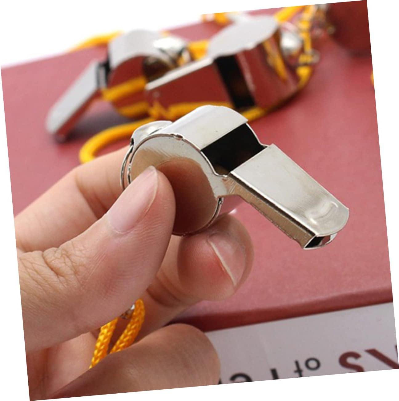 3pcs Stainless Steel Camping Whistle Lanyard Outdoor Loud Survival Whistles for School Sports Hiking