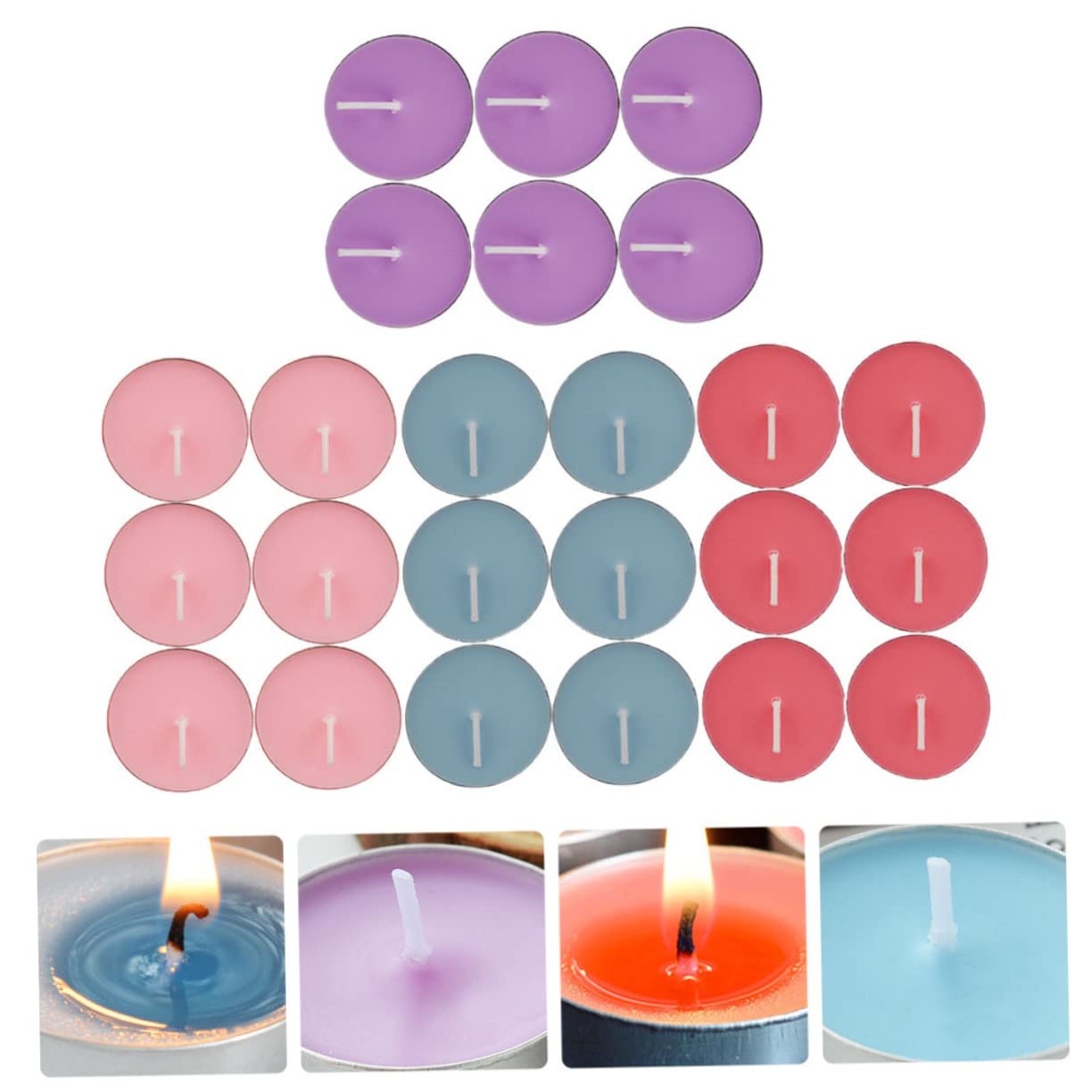Velas de Té Aromáticas Redondas sin Humo, Paquete de 40