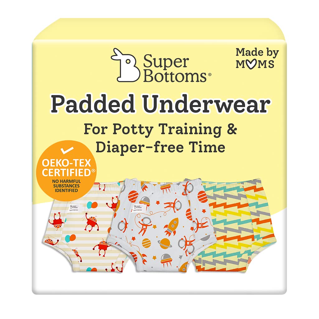 superbottomsPadded Underwear | Waterproof Pull up Underwear | Potty Training Pants for Babies | Pull up Unisex Trainers| Padded Underwear for Toddler | Size 1 (1-2 Years), Star Gazer