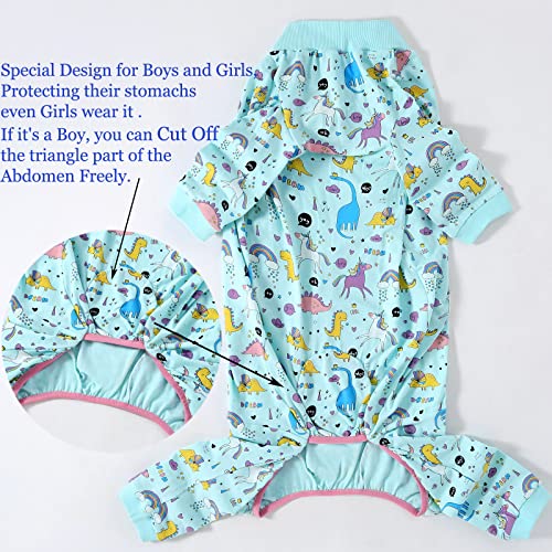 Pripre Dogs Cotton Pajamas With Dinosaur Pattern, Rainbow, Unicorn Onesie Jumpsuit For Large Dogs Full Coverage Sleeper Pets Shirts Pjs(3Xl,Blue Dinosaur) #TOP2