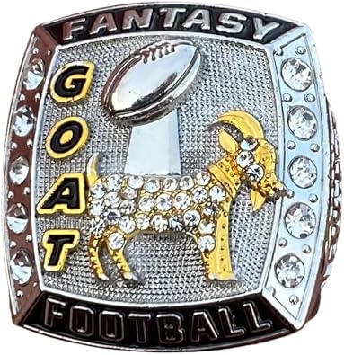 Legacy Rings GOAT Fantasy Football Championship Trophy Ring | Silver and Gold Tone Plated Award for Fantasy Football League Winner Greatest of All Time G.O.A.T