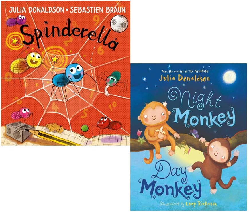 Julia Donaldson 2 Books Collection Set Spinderella, Night Monkey Day Monkey