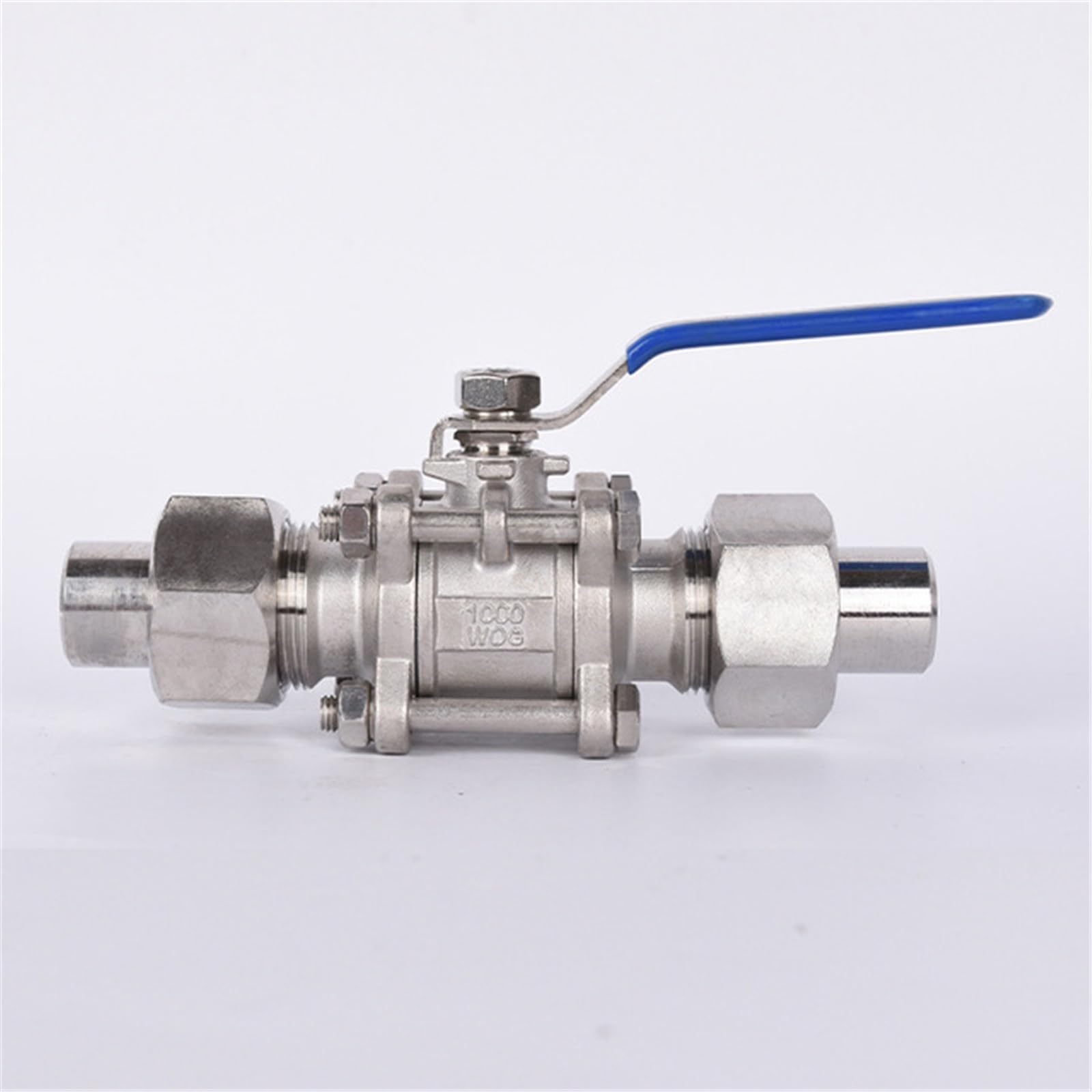 304 Edelstahl 1/2" 3/4" 1" Dreiteiliger Doppel-Außendraht-Kugelhahn mit geschweißter Hülse(3/4")