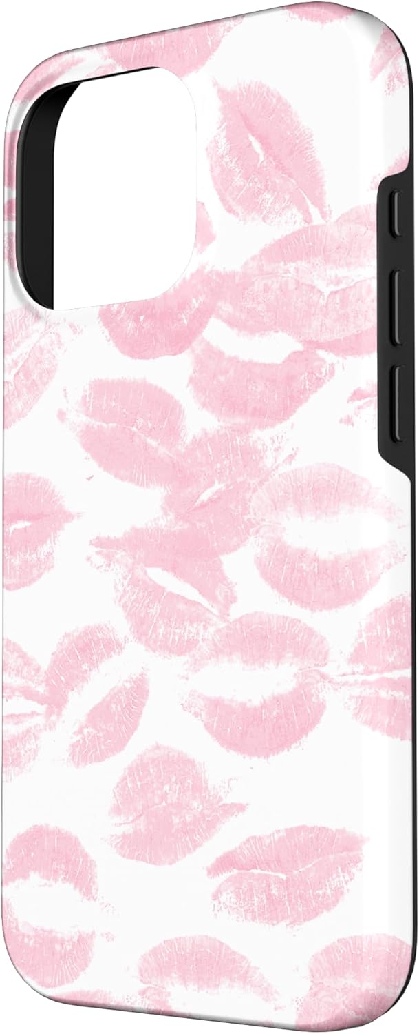 Coquette Pink Kisses Lipstick Lip Kisses Case for iPhone 16 Pro