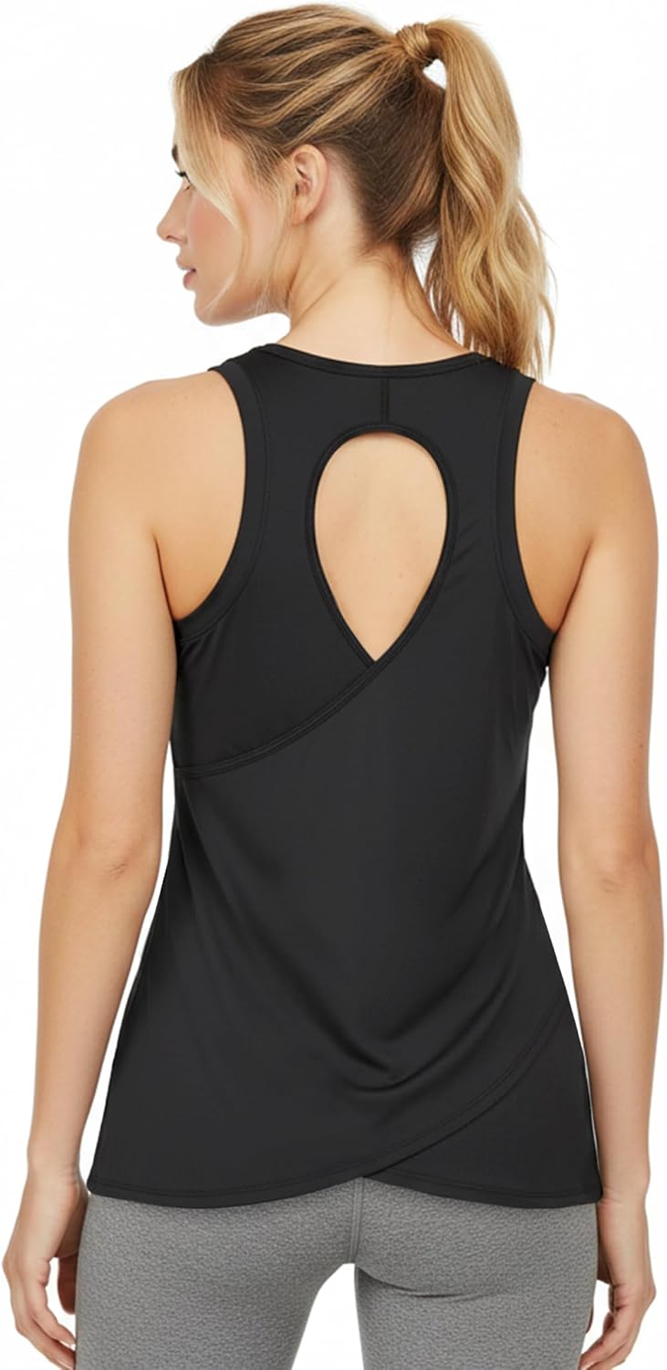 Workout Tank Tops for Women White Gym Athletic Tops Slim - Image 5