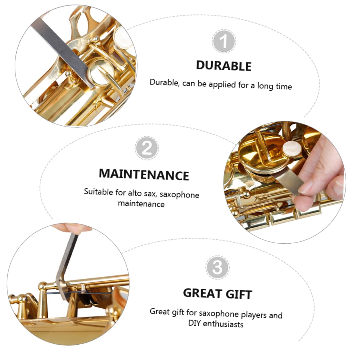 SUPVOX 3sets Strumenti Per Manutenzione Saxofono Kit Di Riparazione Strumenti Musicali Per Clarinetto Oboe e Flauto Include Pin Hook Per Smontaggio e Chiave
