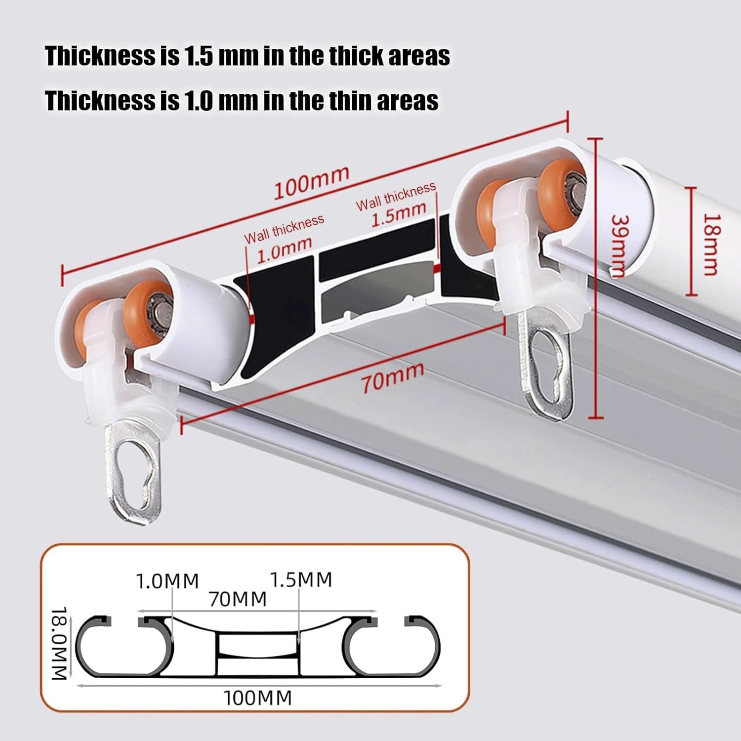 頑丈なアルミ製ダブルカーテンレール - 静音設計、寝室、リビングルーム、窓、ホテルに簡単設置の天井マウント - 3.1m (10.2