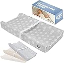 Jool Baby Serenity Soft Changing Pad + Washable Cover, Non-Slip - Fits Standard Changing Tables & Dressers (Cloud Pattern, Gray)
