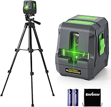 Enventor Laser Level with Tripod, 25M/82ft Green Beam Cross Line Laser Level, Laser Levels Self Leveling with 2 Lines Horizontal/Vertical, 2 Mode Manual/Self-Leveling, IP54, 2 xAA Batteries