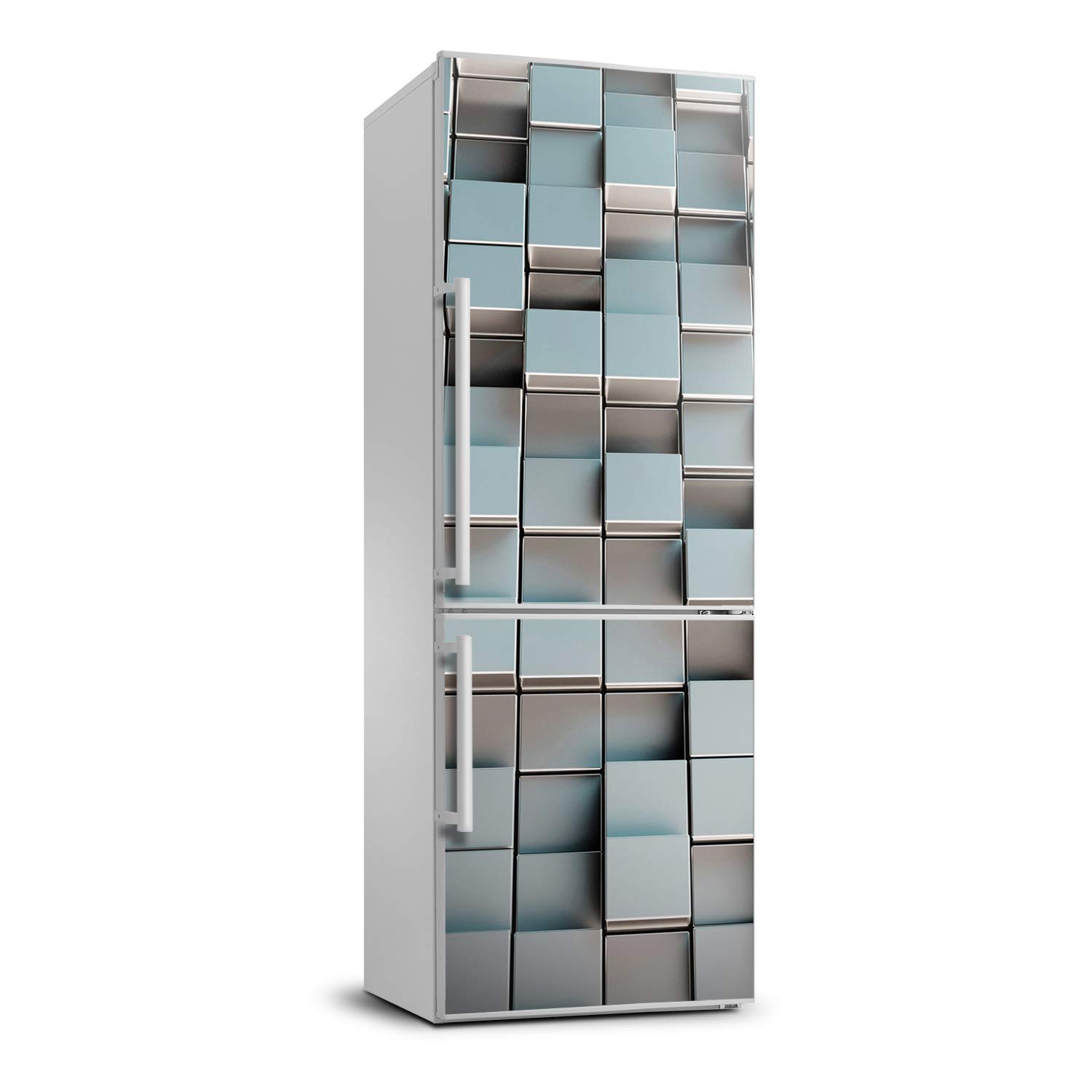Decoración de cocina sin obras con vinilo autoadhesivo de nevera 70x190 cm diseño cubos de pared