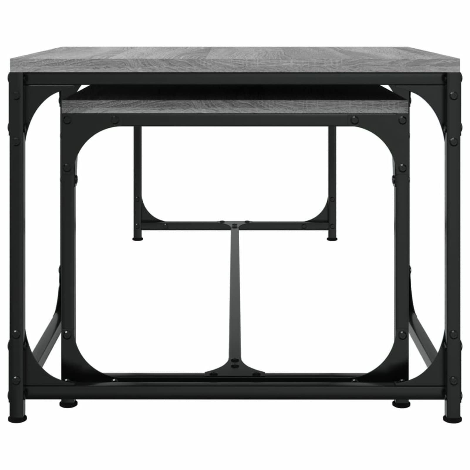 2 szt. Szary wielowarstwowy drewniany sonoma, stolik do salonu, z półkami, niski, prostokątny, nowoczesny design, stolik kawowy, herbata, salon, wystrój domu