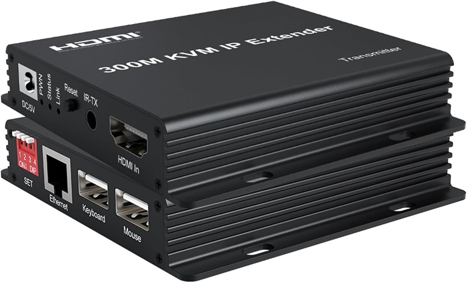 300M IP HDMI KVM Extender Over Rj45 Cat5e Cat6 Ethernet Cable IP HDMI USB Extender Support Muitlpoint Connect via Network Switch(1 TX and 1 RX,with US Plug)