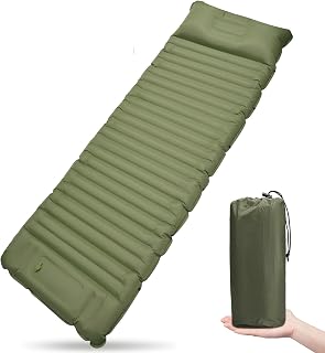 Camping Mat, 192 * 68 * 10 cm Camping Sleeping Mat Self Inflating Camping Bed Built-in Foot Pump, Camping Roll up Mattress with Pillow