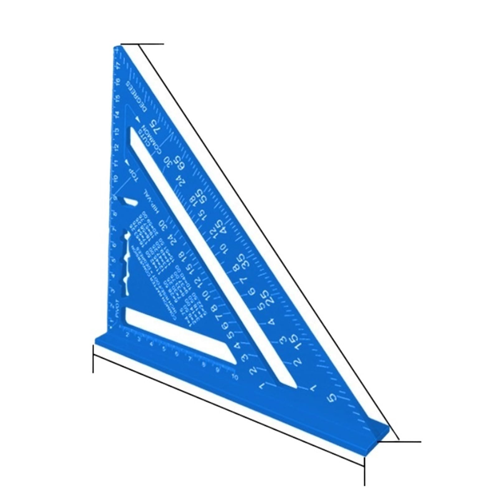 Angle Protractor,7inch Rafter Square Carpenter Measuring Layout Tool Alloy Metal Triangle Ruler